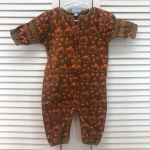 Brown 6M candy corn & pumpkin Romper